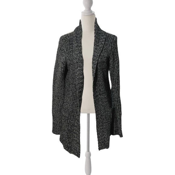 Joan Vass Medium Sweater Gray Cable Knit Long Sleeve Button Up V-neck Cardigan - Picture 1 of 3